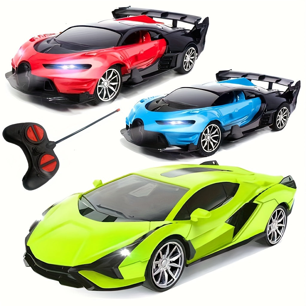 RC Car Toy 1:24 Scale High-Speed Drift Remote Control Car with LED Lights & 4-Channel Control – Kids Birthday Christmas Halloween Gift Blue Black Red