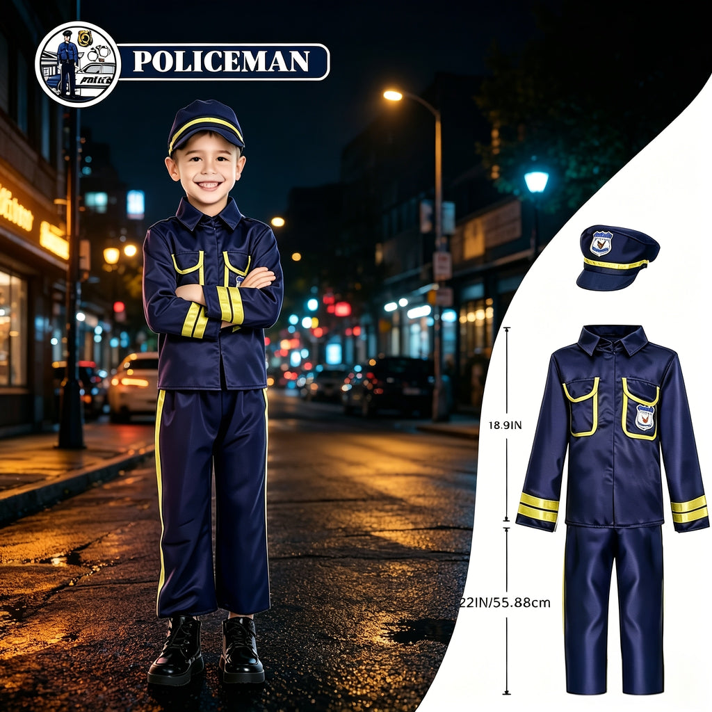 Kids Dress Up Costumes 4-in-1 Role Play Set - Firefighter Police Astronaut Doctor Boys Girls Ages 3-6 Years Birthday Gift