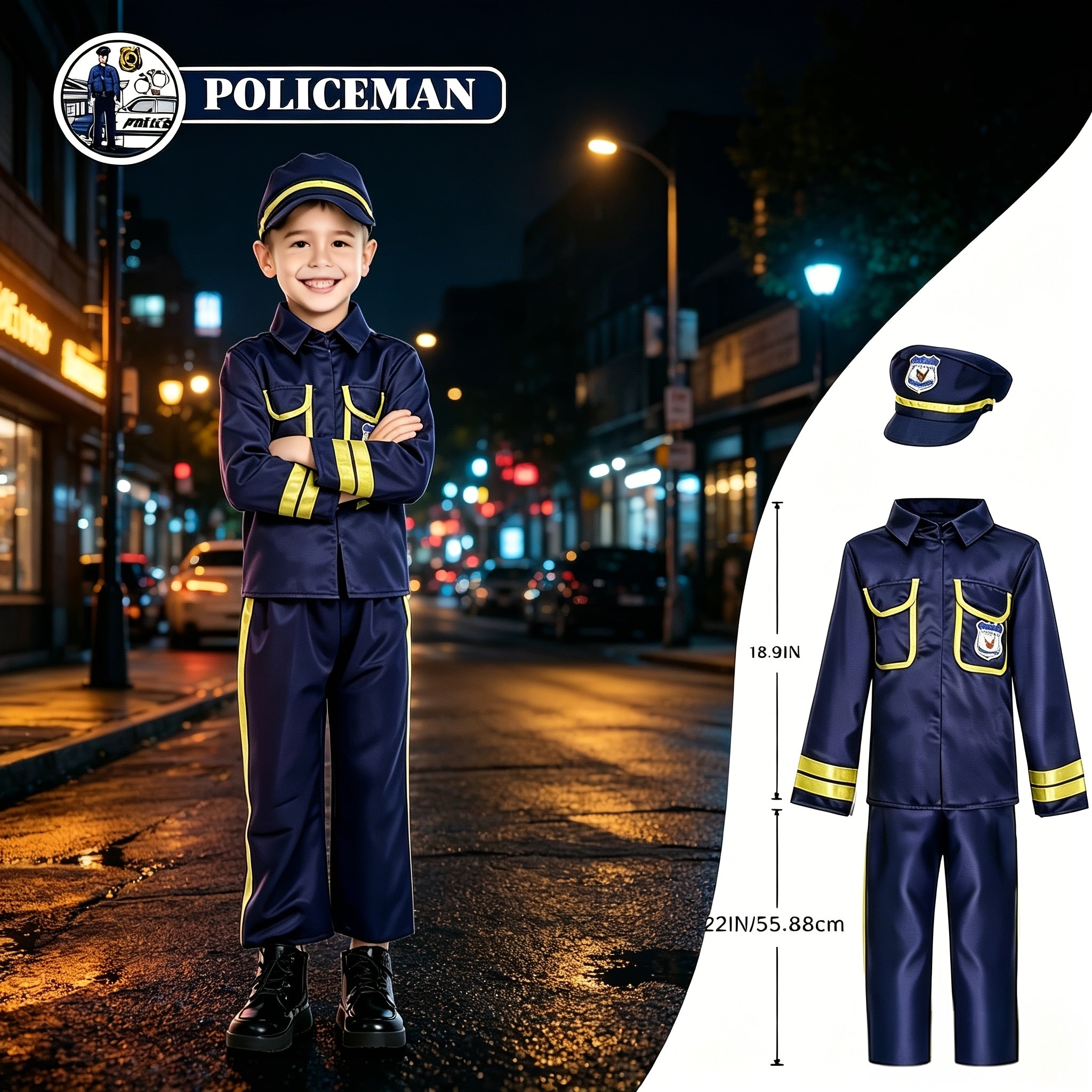 Kids Dress Up Costumes 4-in-1 Role Play Set - Firefighter Police Astronaut Doctor Boys Girls Ages 3-6 Years Birthday Gift