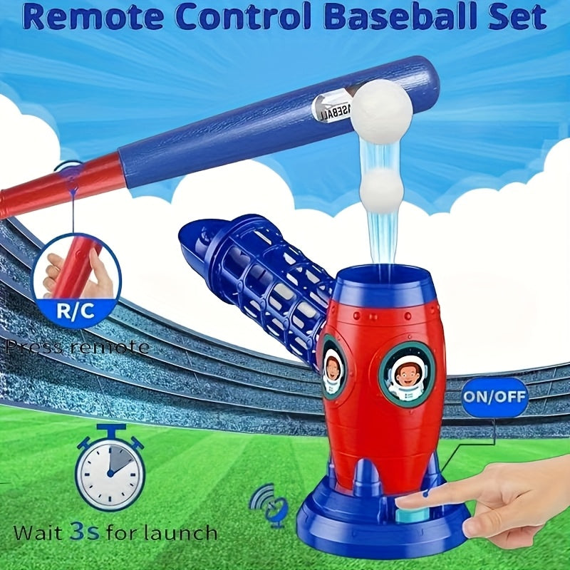 Kids Automatic Baseball Pitching Machine Toy Set with 10 Balls Batting Practice Sports Trainer for Boys Girls Ages 3 Plus - Birthday Christmas Gift