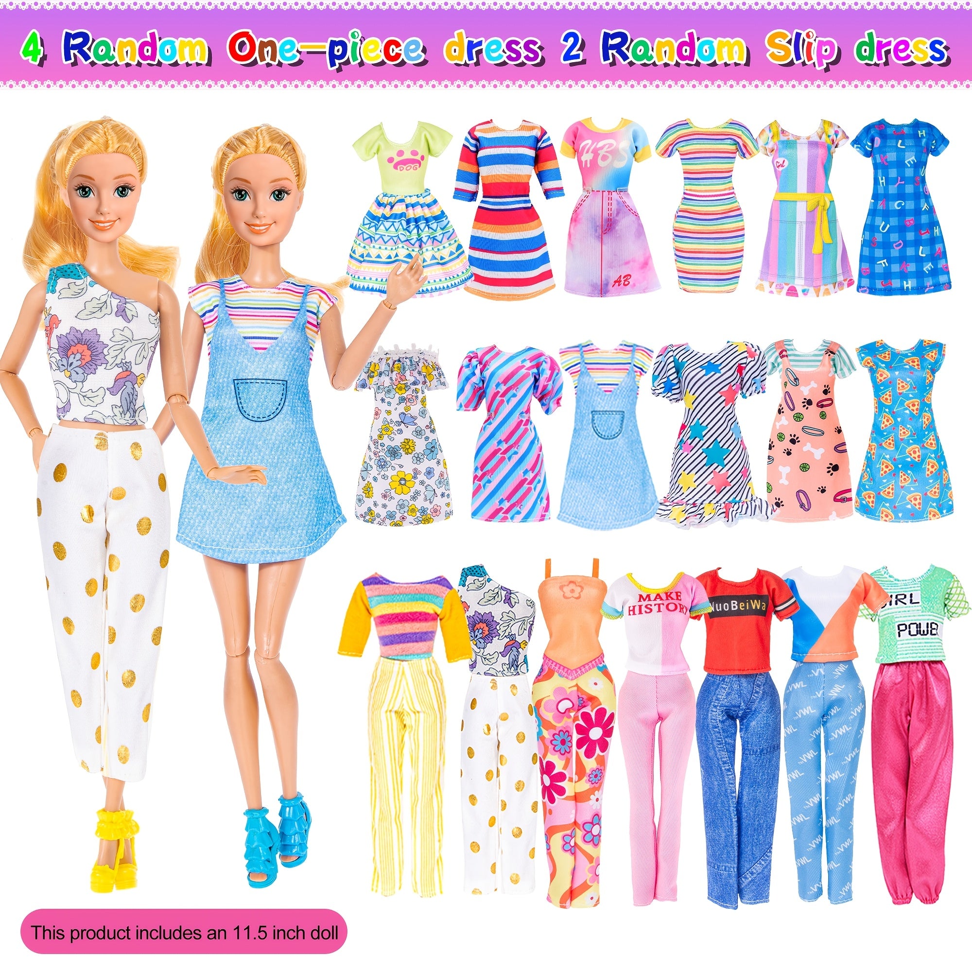 Doll Closet Wardrobe Playset 91pcs for 11.5 Inch Dolls – Princess Gowns Dresses Swimsuits Shoes Handbags Accessories & DIY Stickers Gift for Girls Ages 3+