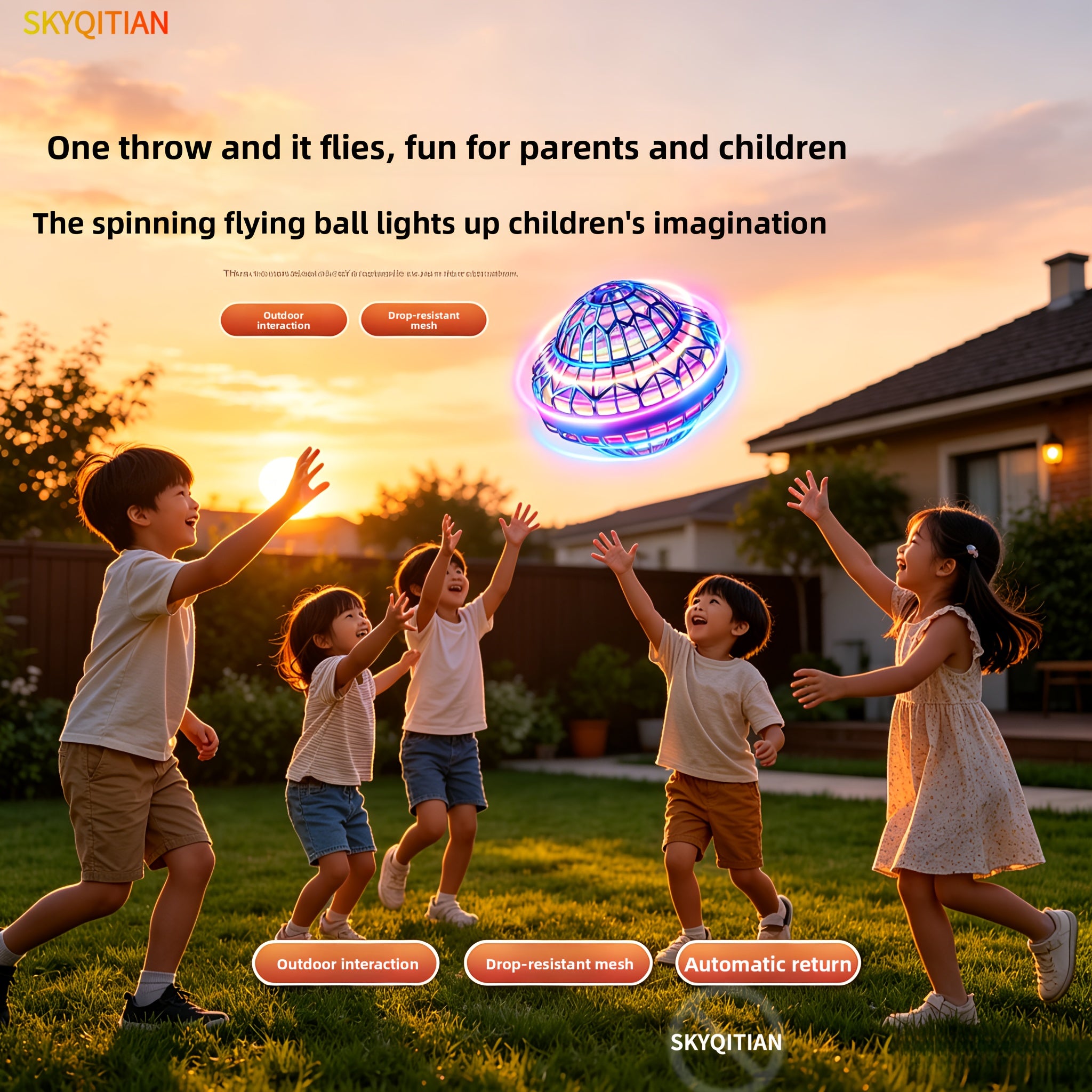 Flying Ball Toy UFO Drone 2 Pack Red & Purple – Remote & Hand Controlled Hover Ball with LED Lights STEM Gift for Kids Outdoor Party Birthday Christmas