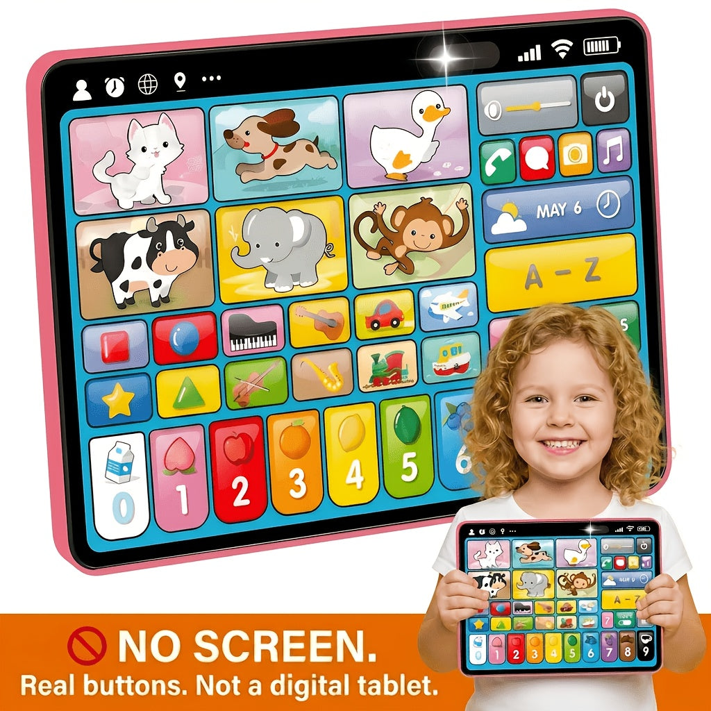 Trilingual Learning Tablet for Toddlers 1-3 Years – Educational Toy with Music & Sound, 39 Buttons Alphabet Numbers Animals, Speech Therapy Toy for Boys Girls, Baby Birthday Gift
