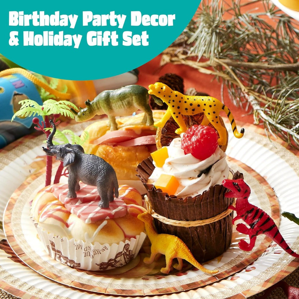 69pcs Animal Figures Toy Set for Kids – Jungle Zoo Ocean Farm & Dinosaur Figurines with Sensory Bin – Educational STEM Toy – Birthday Party Favor & Gift for Boys & Girls Ages 3+