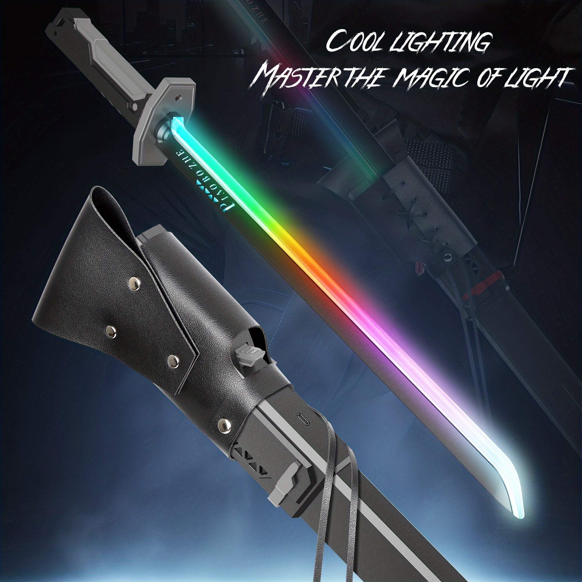 LED Katana Sword 31.5" Pro Cosplay Light Saber with Ejecting Spark, Water Mist, Multi-Color LED & Sound Effects – Type-C Rechargeable Role Play Gift for Teens & Adults