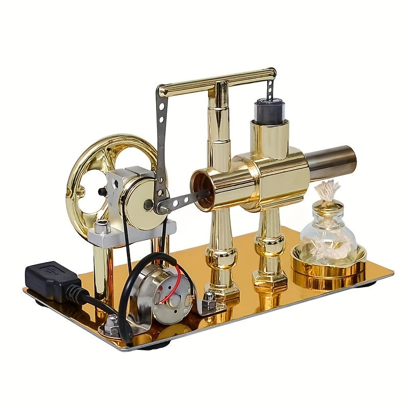 Stirling Engine Generator Kit Single Cylinder Stainless Steel – Educational Physics Science Experiment Model for STEM Hobbyists & Inventors