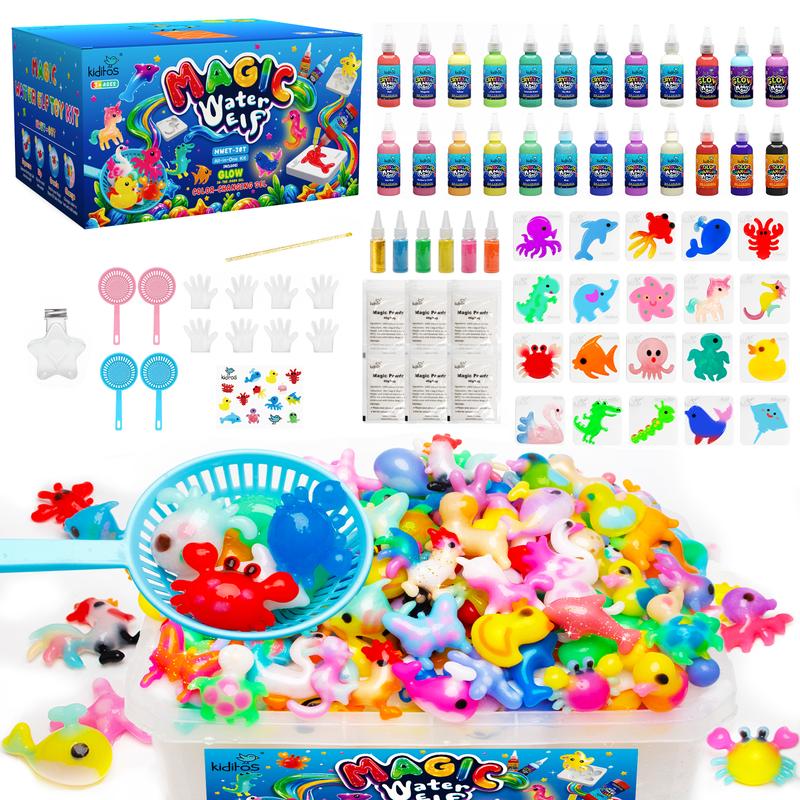 DIY Water Pets Kit by Kiditos, Magic Water Elf Gel and Sea Creature Molds for Squishy Sensory Crafts, Screen-Free Play and Birthday Gifts for Kids Ages 3+
