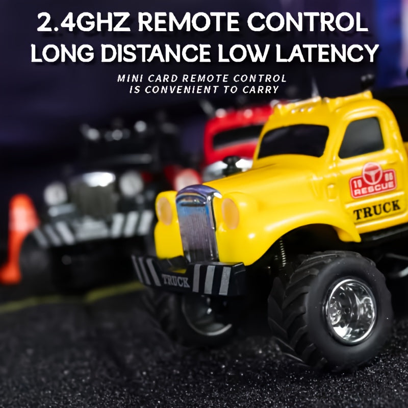 Mini RC Car 1:64 Scale 2.4GHz Alloy High-Speed Off-Road Remote Control Vehicle for Kids – Urban Road Rescue Truck, Christmas Birthday Gift for Boys Girls