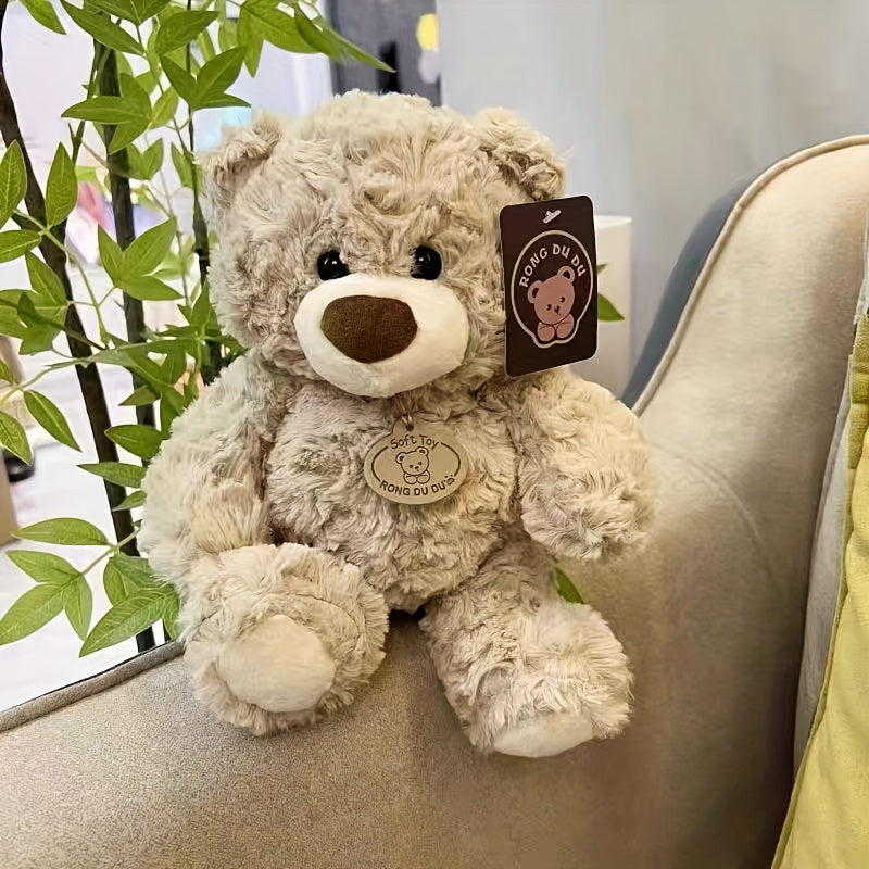 Realistic Teddy Bear Stuffed Animal Plush Toy - Super Soft Cute Huggable Bear Plushie for Room Decor, Birthday Christmas Holiday Gift for Kids Adults Friends Family, Brown & Beige