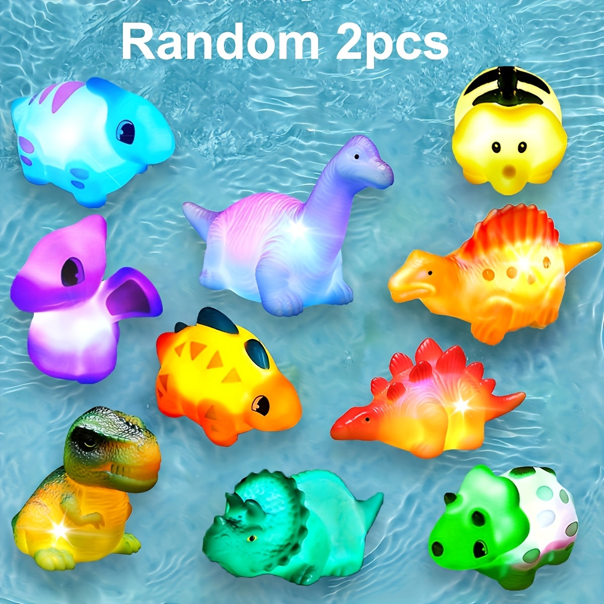 Light Up Floating Dinosaur Bath Toys for Kids - Glow in Dark Bathtub Pool Toy Set 2 4 6 8 12 Pcs, Toddler Baby Bath Time Fun, Birthday Easter Christmas Gift for Boys Girls