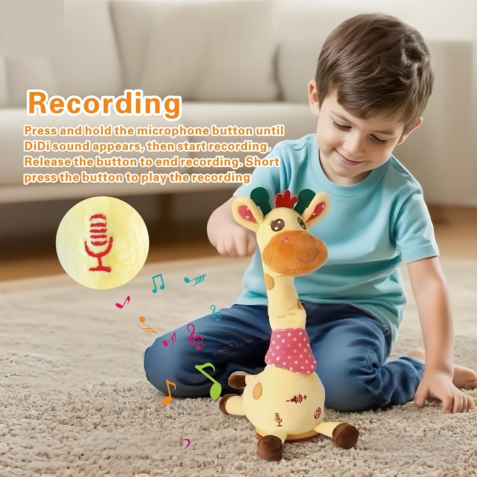 Dancing Talking Giraffe Toy for Baby Toddler 60 Songs Glowing Musical Stuffed Animal Repeats What You Say Interactive Gift for Boys Girls Ages 0 Months+