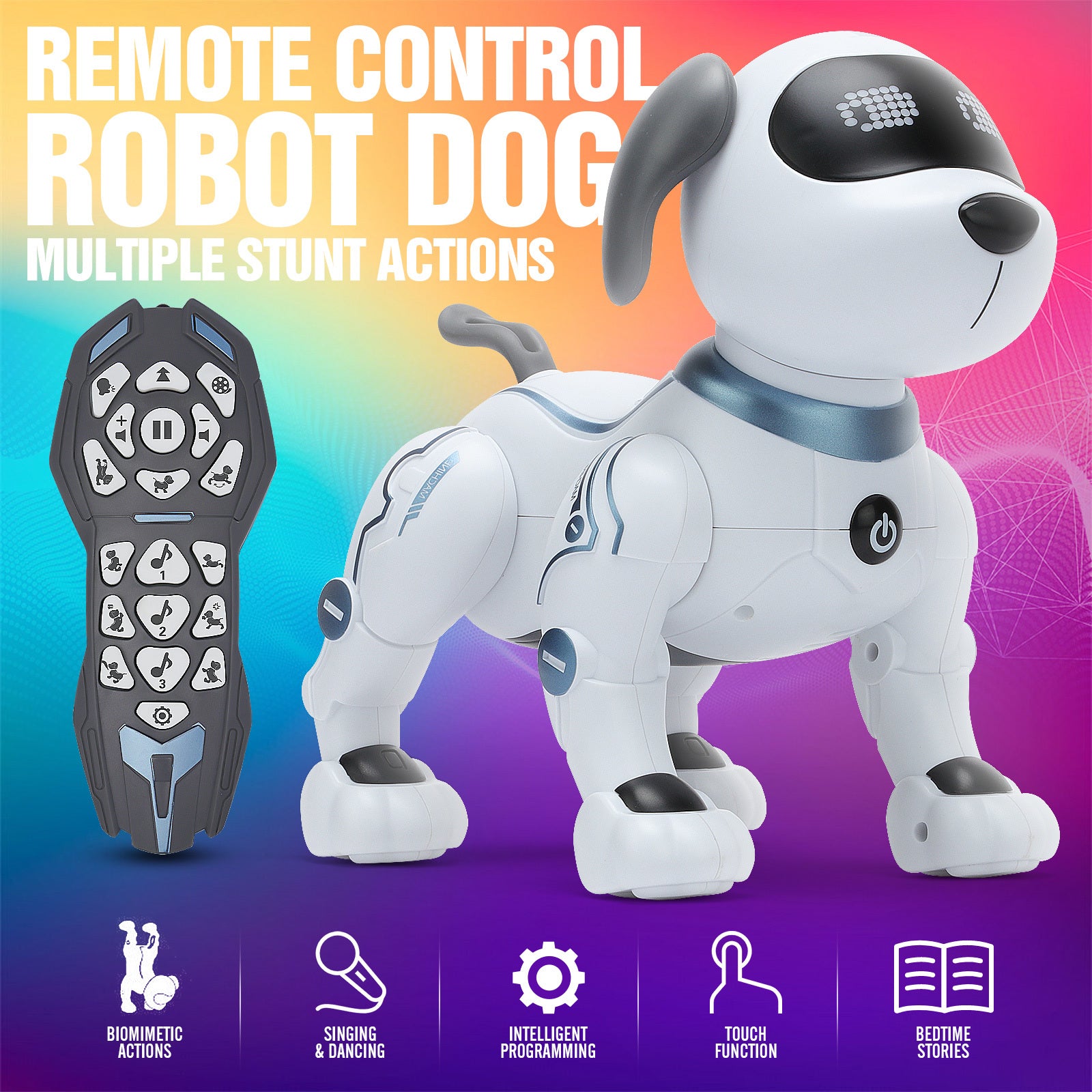 RC Robot Dog for Kids Interactive Remote Control Smart Dog Toy that Sings Dances & Programs Stunt Robo Dog – Birthday Christmas New Year Gift for Children Ages 3-8