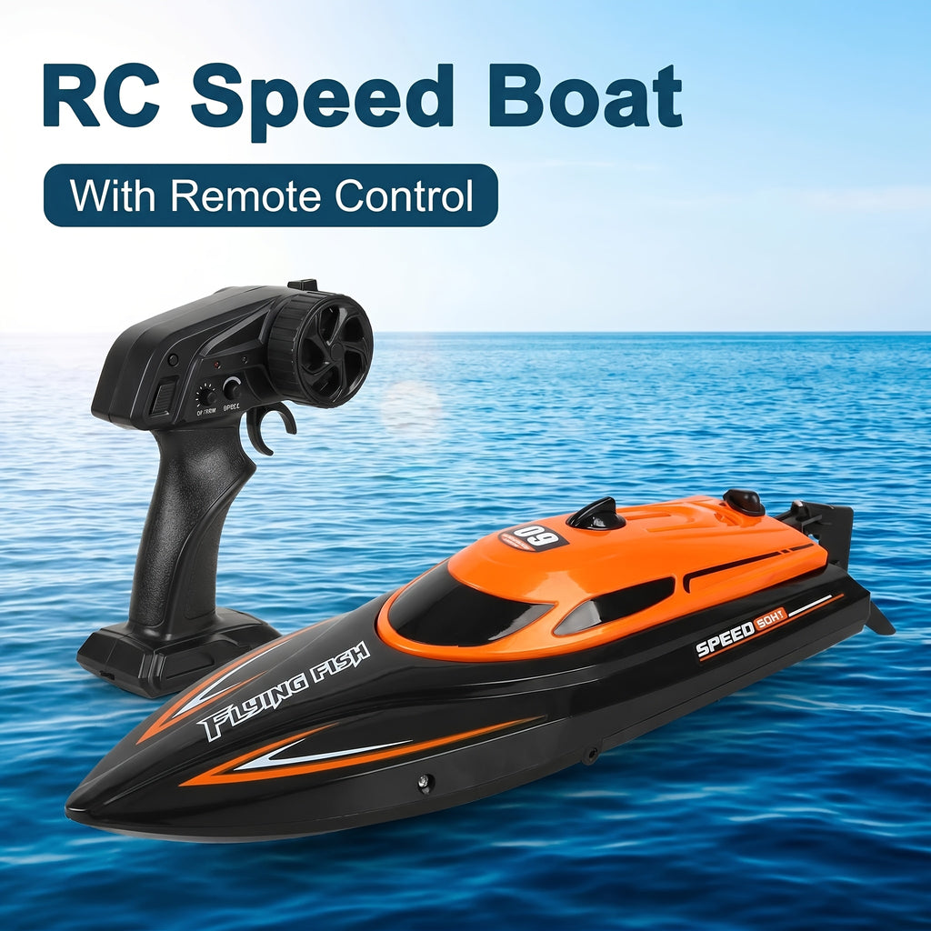 High-Speed RC Speedboat 30km/h 2.4G Remote Control Boat with LED Night Navigation Lights Anti-Capsize Water Cooling System – Kids Christmas Birthday Gift