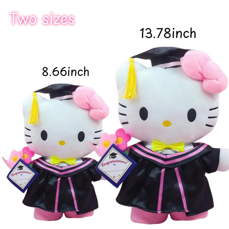 Hello Kitty Kuromi Graduation Plush Doll - Sanrio Character Duo Stuffed Toy for Graduation Celebrations & Collectors, High-Quality Soft Materials, Multiple Sizes with Keychain Option, Perfect Graduation Gift for Fans