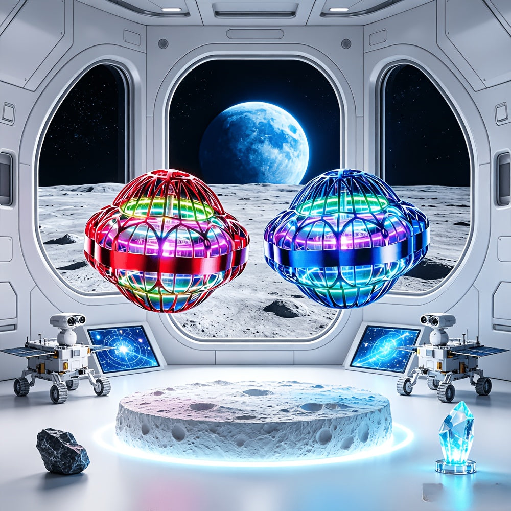 UFO Magic Flying Ball 2-Pack, Gesture Controlled LED Spinning Floating Ball Toy, Universe Themed Hover Ball, Birthday Halloween Christmas Gift for Kids Boys Girls