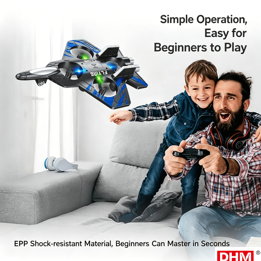 RC Flying Drone Foam Plane with 360° Stunt Flip, Altitude Hover & One-Button Takeoff – Dual Rechargeable Batteries Included for Kids & Beginners