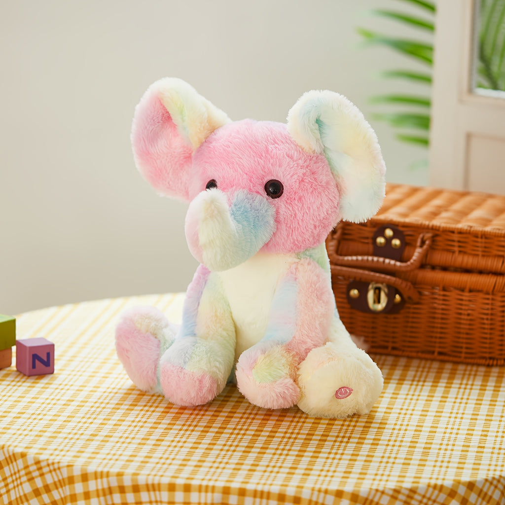 Musical Glowing Rainbow Elephant Plush Toy 12 Inch Night Light Lullaby Soft Stuffed Animal Soothing Baby Gift Birthday Decor for Kids Toddlers