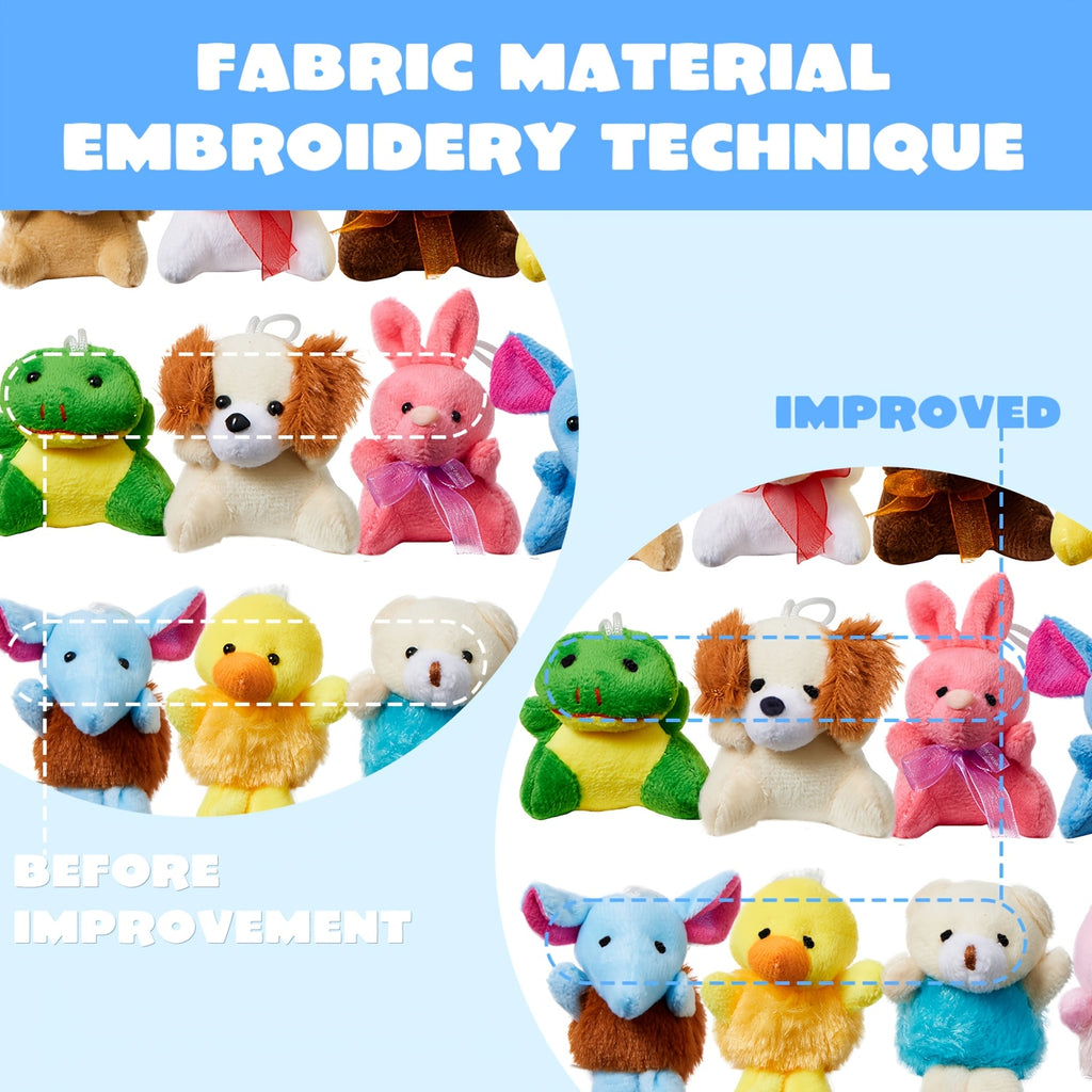 Mini Stuffed Animal Keychain Set 24 Pcs – Soft Plush Animal Figures with Lanyard, Easter Egg Stuffers, Party Favors, Classroom Prizes, Carnival Rewards & Bulk Birthday Gifts for Kids