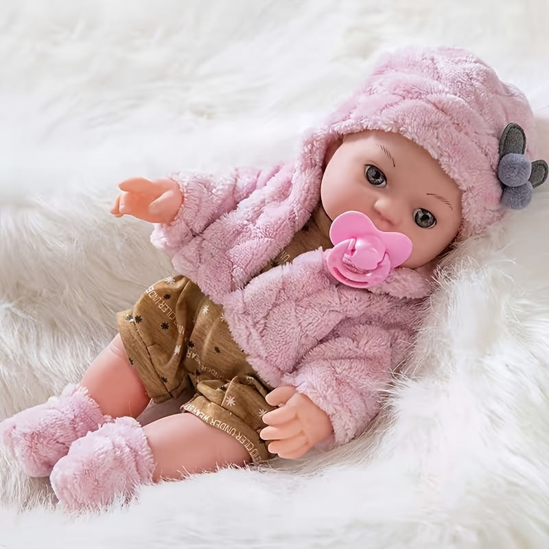 Reborn Baby Doll 12 Inch Lifelike Soft Body Newborn – Realistic Doll with Hat Socks Pacifier Gift for Girls Birthday Christmas Halloween Party Play Ages 3+