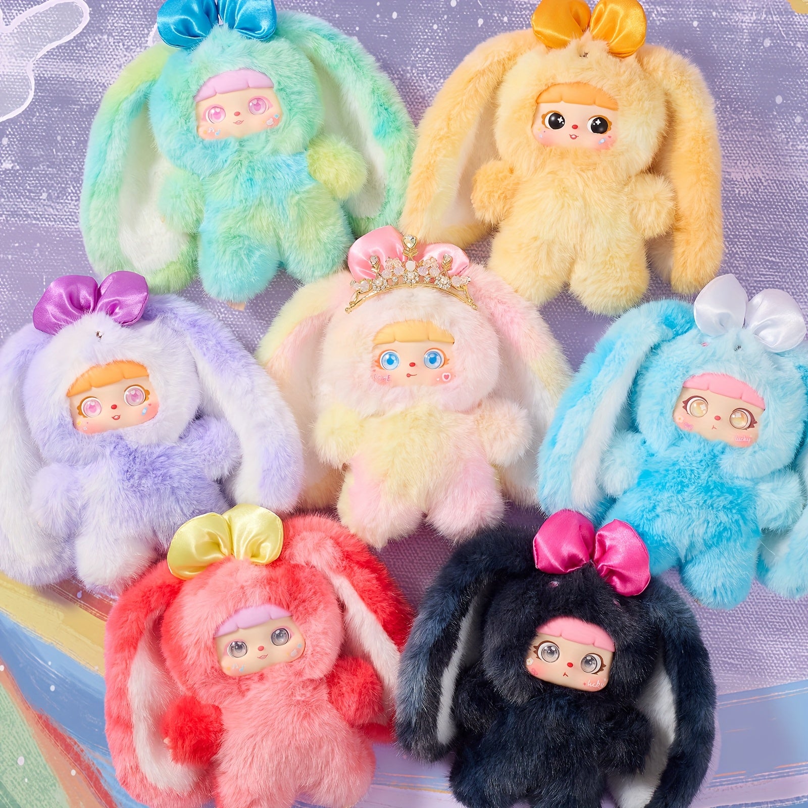 Cute Rabbit Plush Toy with Detachable Face – Unique Collectible Bunny Stuffed Animal, Creative Gift for Christmas Valentine’s Day Birthday Holiday, Kawaii Rabbit Plushie for Kids & Adults