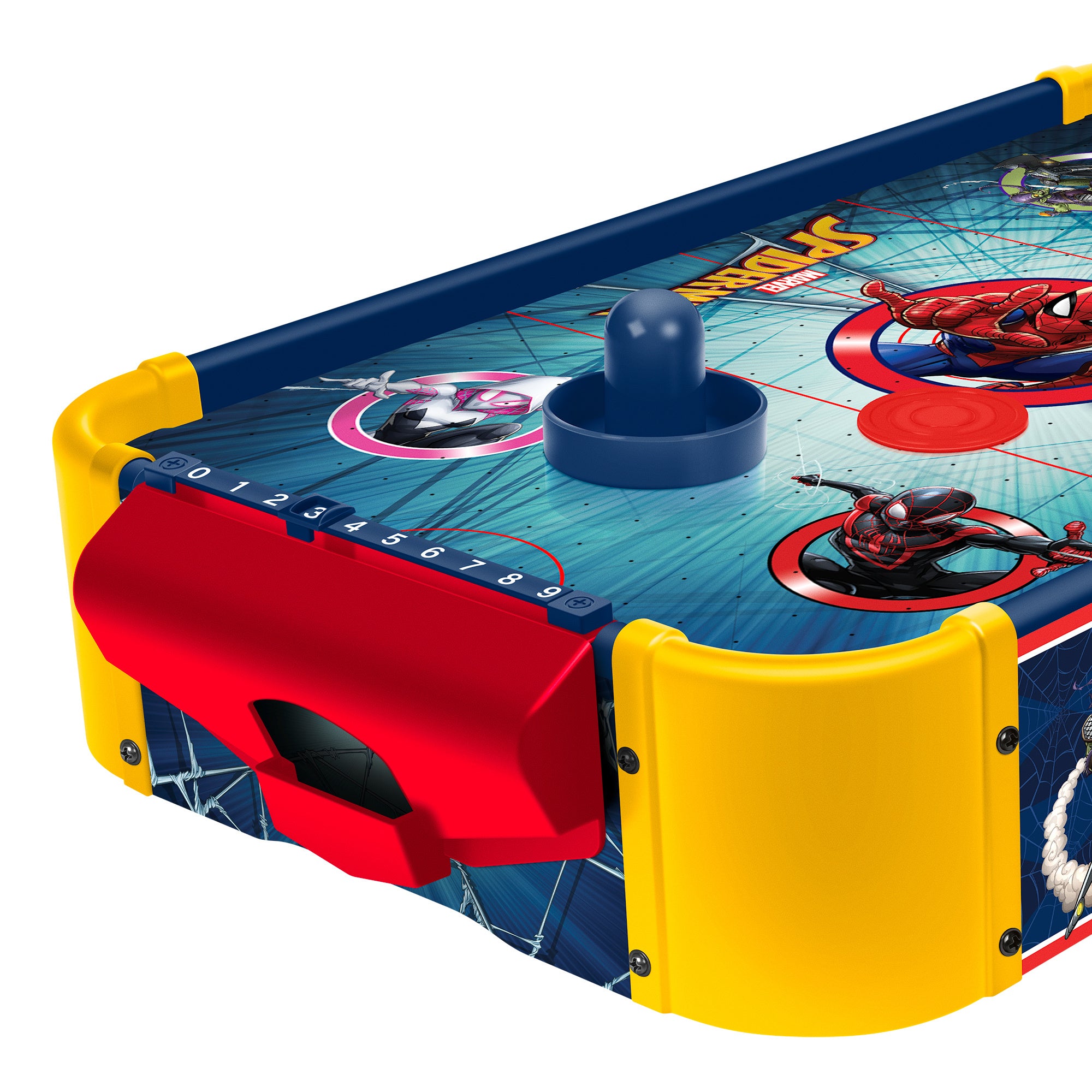 Spider-Man Electric Tabletop Air Hockey Table 2 Player - Marvel Licensed Wood Kids Game, Birthday Christmas Gift for Boys & Girls