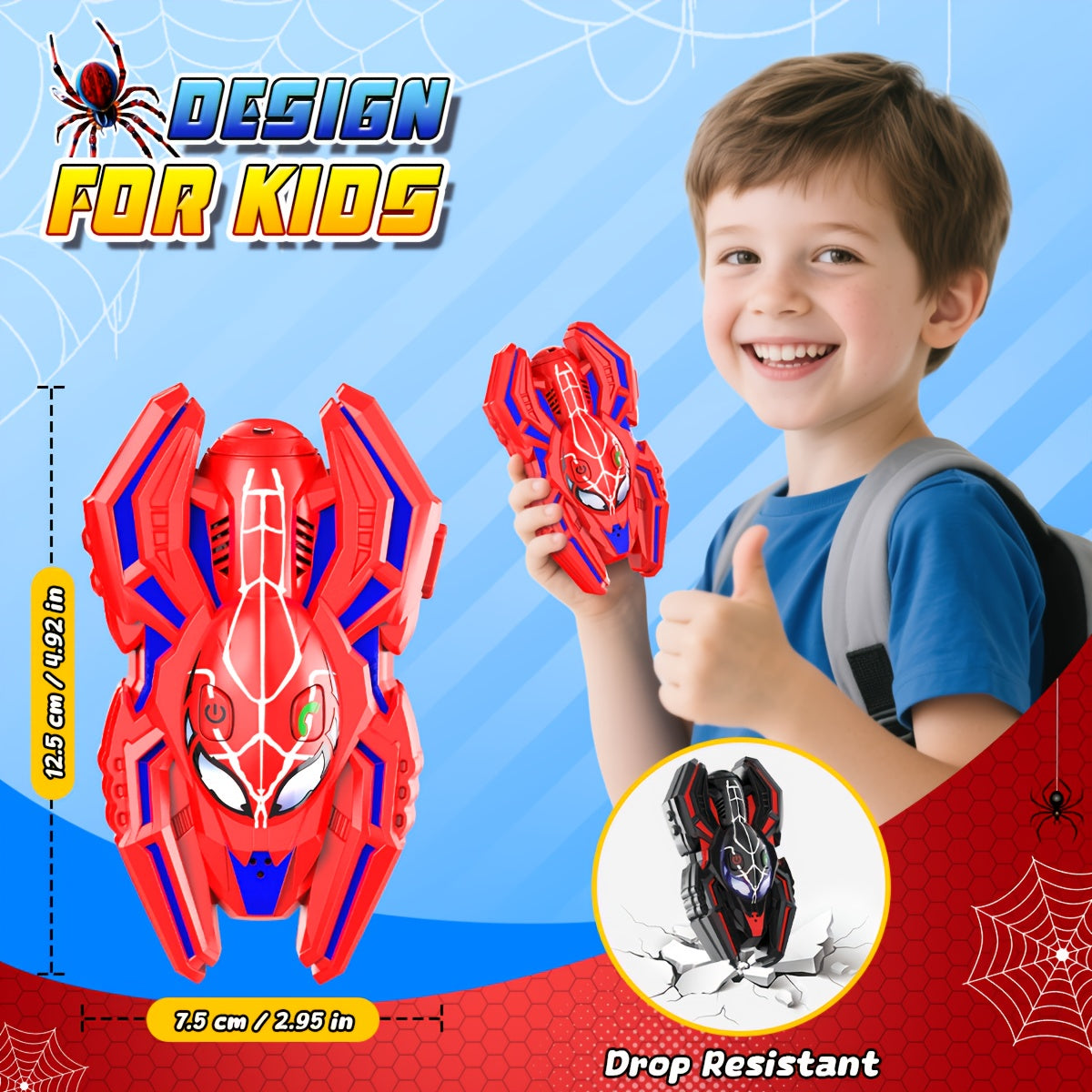 Kids Walkie Talkies 2-Pack Spider 2-Way Radio Toy for Boys Girls Ages 3-12 – Birthday Christmas Halloween Easter Back-to-School Gift