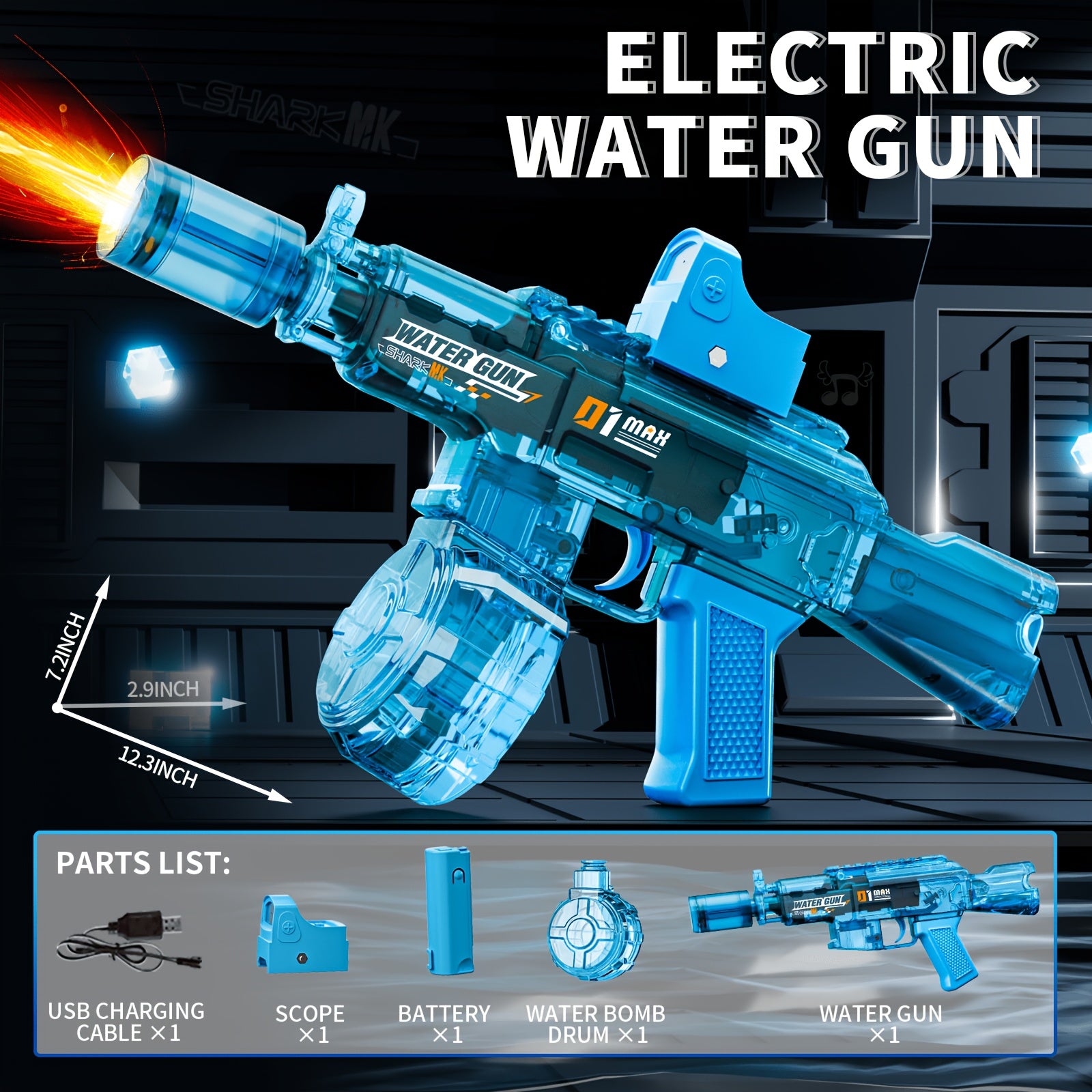Large Capacity Electric Water Gun Automatic Spray, High-Power Squirt Gun for Pool Beach Lawn, Summer Outdoor Water Battle Toy Gift for Kids Adults Birthday Party