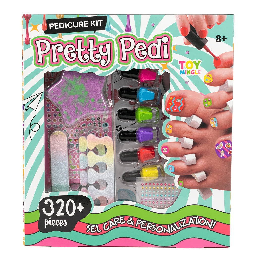 Pedicure Spa Play Set for Girls 320 Pieces Pretend Nail Salon Kit with Colorful Polishes Stickers Spa Party Self Care Toy Birthday Gift Ages 8 and Up