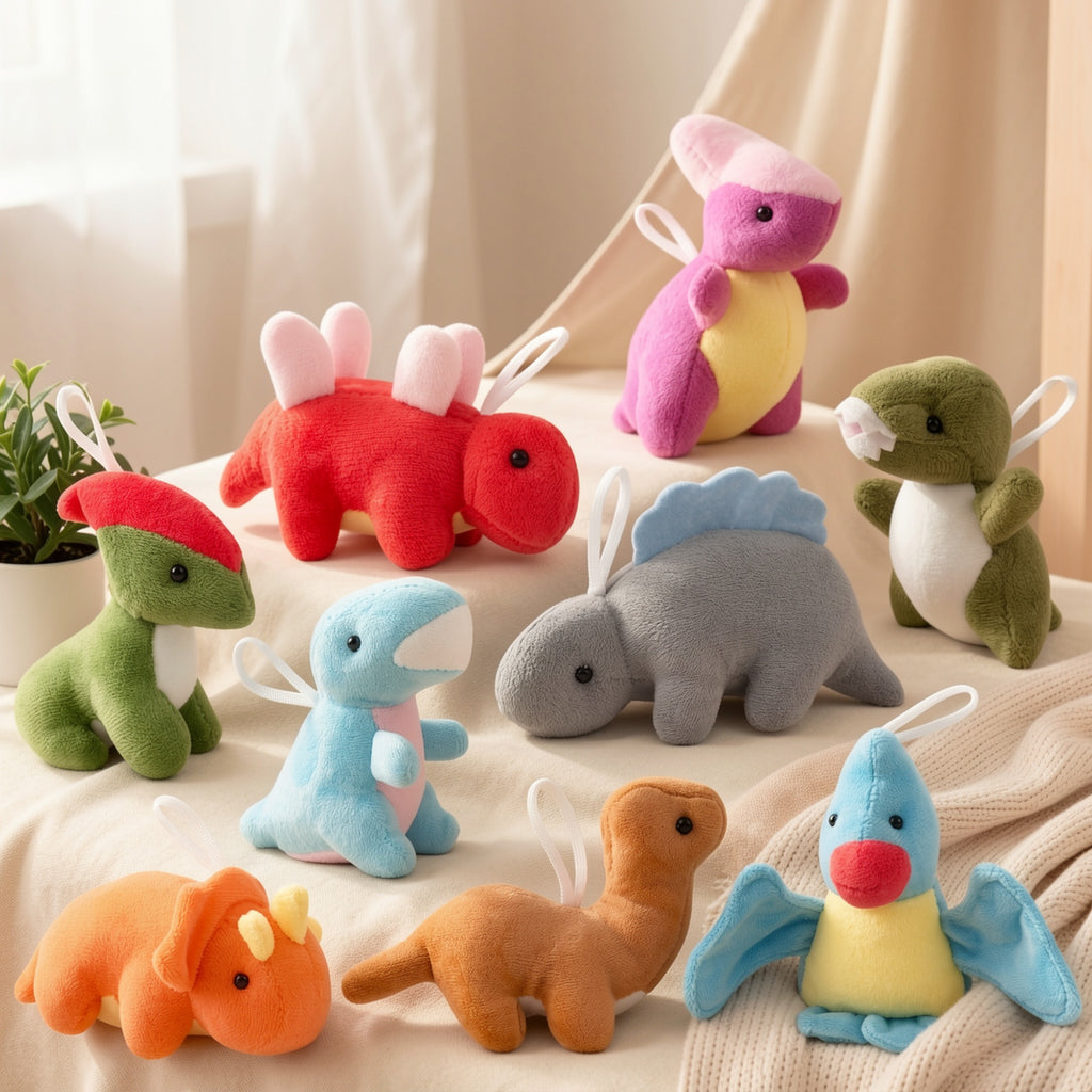 Mini Dinosaur Plush Toys 12 Pack – Soft Stuffed Dino Figures Bulk Party Favors for Kids, Goodie Bag Stuffers, Keychains, Carnival Prizes Boys Girls