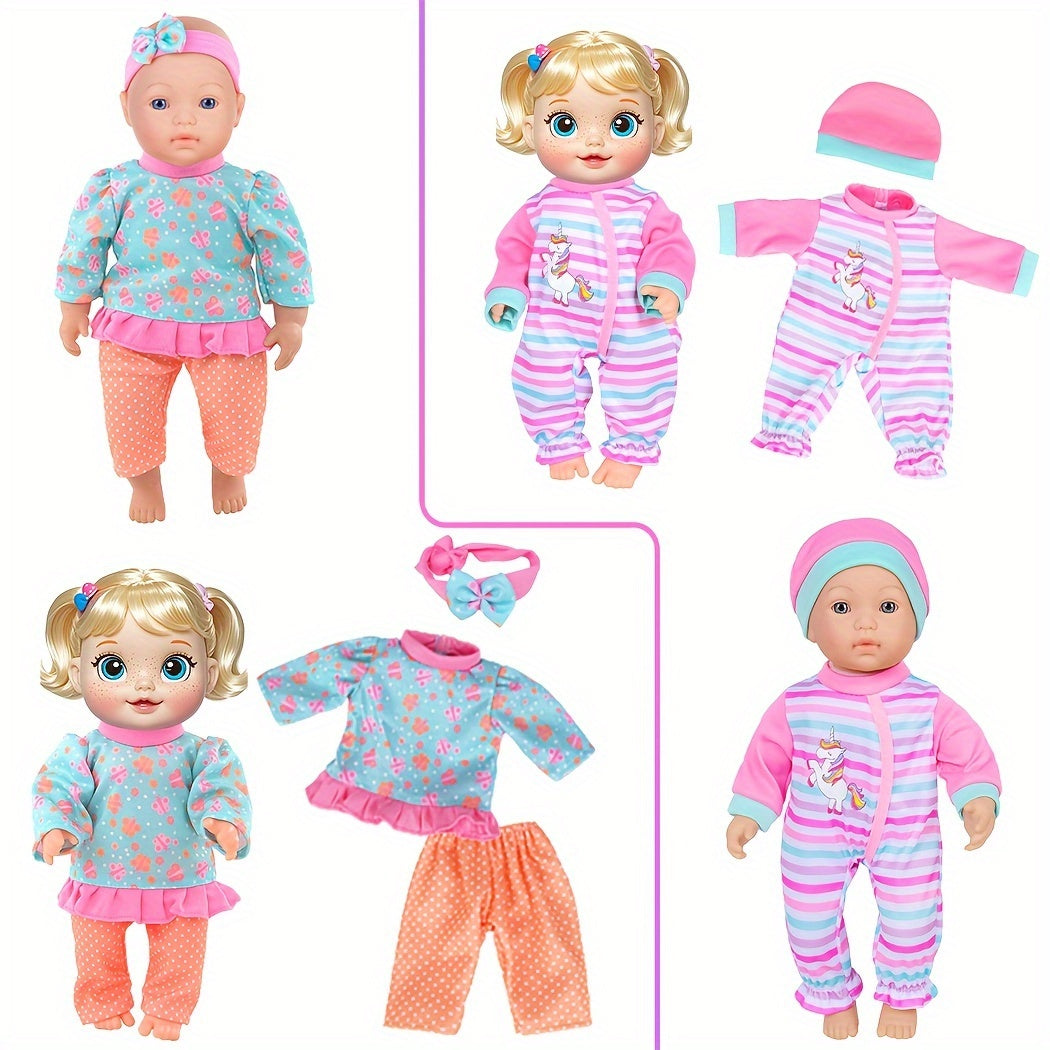 Baby Doll Clothes 10 Sets for 10 12 Inch Newborn & 14 Inch Dolls – Unique Outfits Variety Pack Easy On Off Wardrobe Gift for Kids Ages 3+