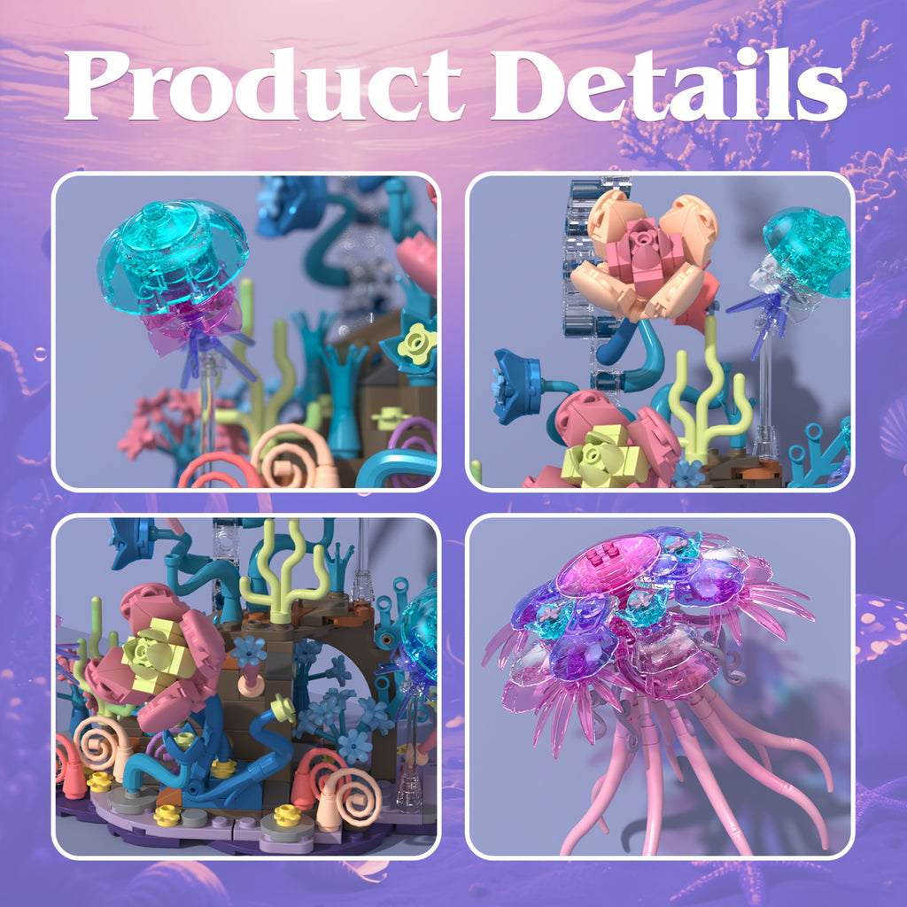 Jellyfish Building Blocks 526pcs Animal Model Kit for Adults – DIY Brick Assembly Desk Decor Display Piece, Hedgehog Style Available – Valentine Birthday Christmas Halloween Gift for Animal Lovers