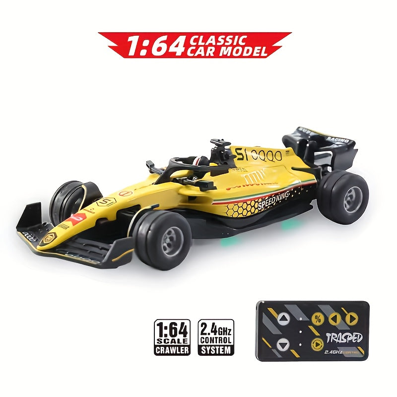 Mini RC Racing Car 1:64 Scale 4WD Drift Alloy Die-Cast with Lights & Adjustable Speed, 2.4G Remote Control Car for Boys Kids Adults, Indoor Outdoor Christmas Birthday Gift