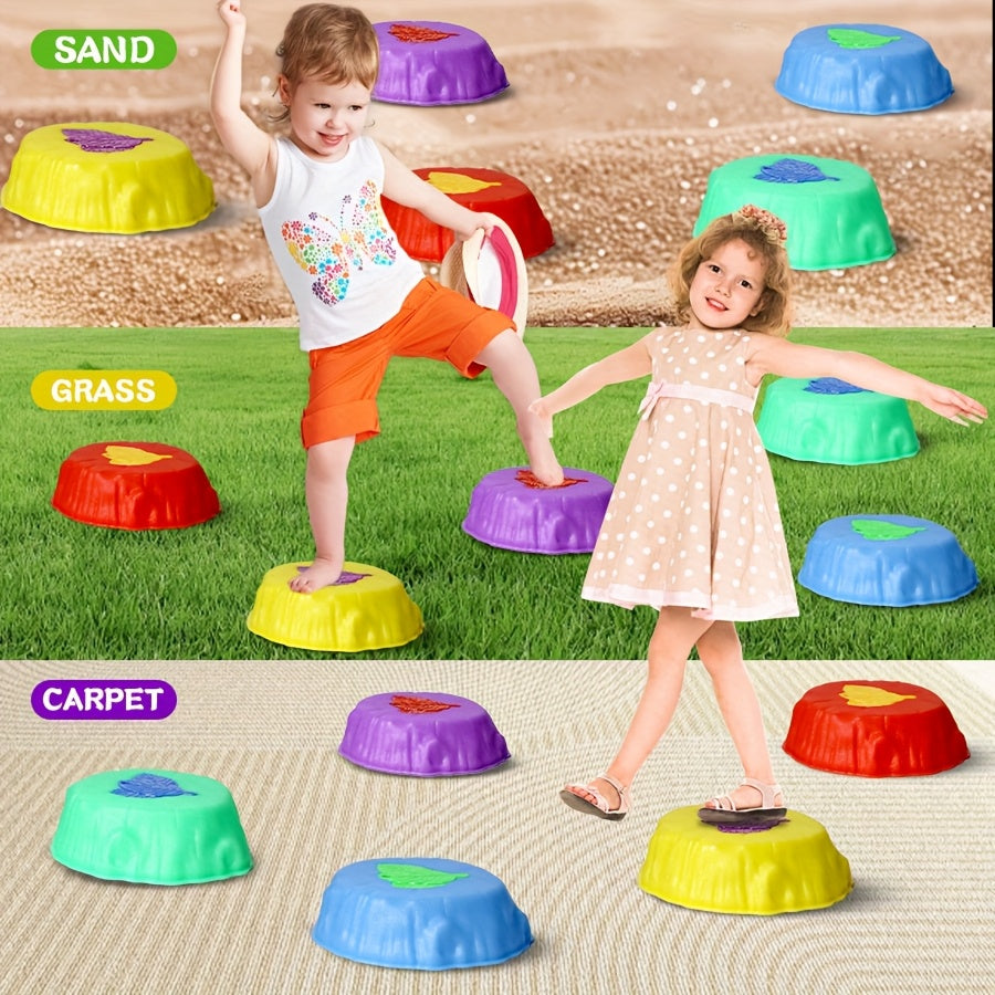 Light Up Stepping Stones for Kids 10pcs Balance Training Coordination Sensory Toy - Indoor Outdoor Game Kit - Birthday Halloween Christmas Gift Ages 3+