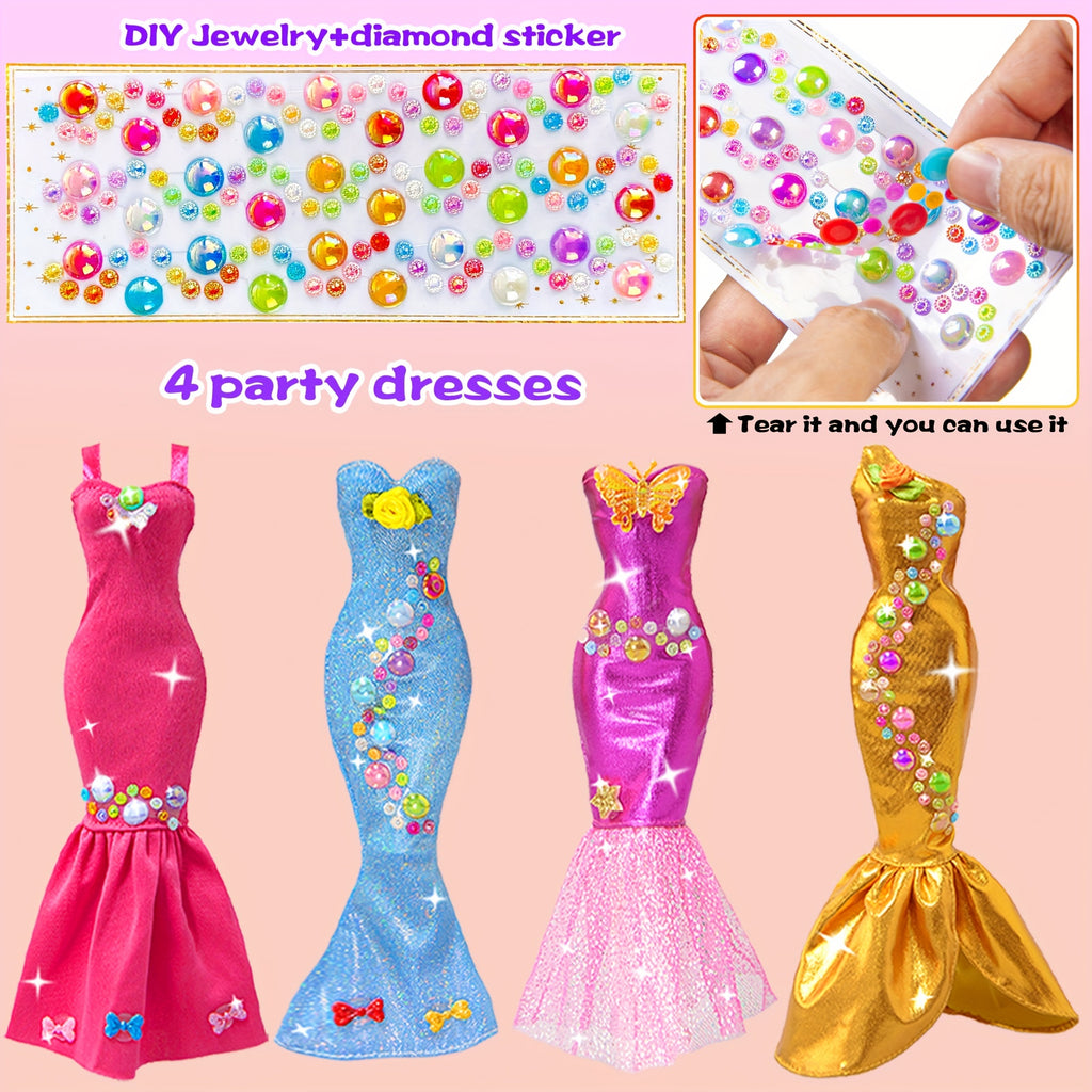 139pcs Doll Closet Wardrobe Playset for 11.5 Inch Fashion Dolls – Princess & Mermaid Dresses, Shoes, Hangers, Handbags, DIY Stickers & 50+ Accessories, Complete Fashion Gift for Girls Ages 3+