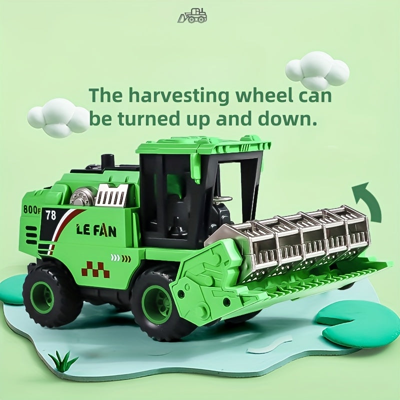 Toy Wheat Harvester Inertia Farm Vehicle for Kids Ages 3+ Battery-Free Push Go Agricultural Tractor Simulation Model Boys Girls Gift