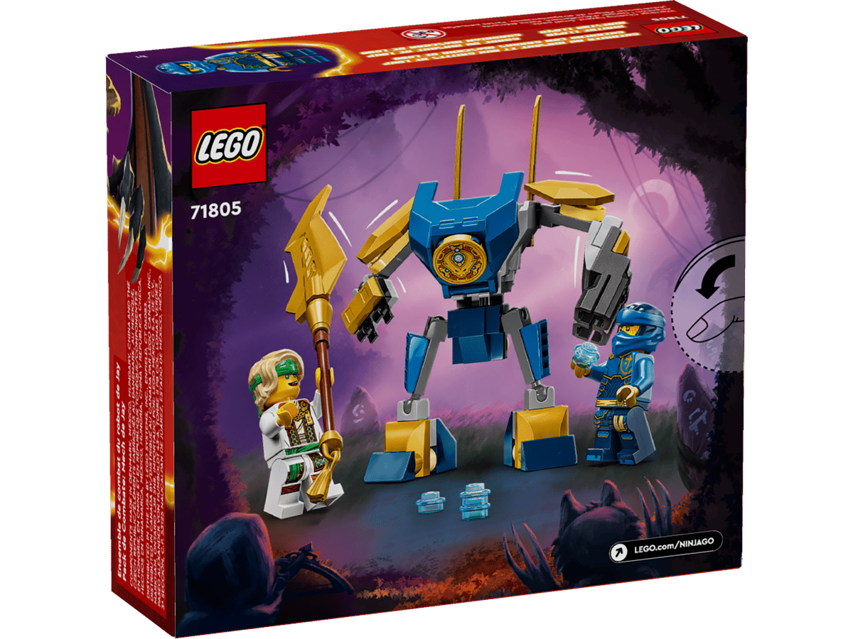 LEGO NINJAGO Jay's Mech Battle Pack 71805, Posable Ninja Mech Building Set with Golden Sword & Stud Shooters, Dragons Rising Season 2 Construction Toy for Kids Ages 6+, Birthday Christmas Gift