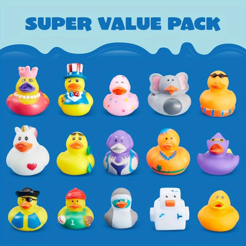 120PCS Mini Rubber Ducks Bulk Assortment with Mesh Bag – 2 Inch Rubber Duckies 60+ Designs, Baby Bath Toys, Kids Birthday Party Favors, Carnival Prizes, Pool Toys, Random Colors
