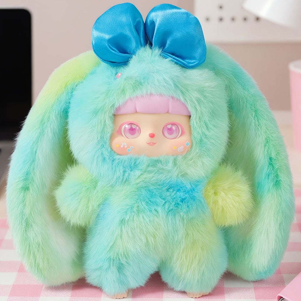 Cute Rabbit Plush Toy with Detachable Face – Unique Collectible Bunny Stuffed Animal, Creative Gift for Christmas Valentine’s Day Birthday Holiday, Kawaii Rabbit Plushie for Kids & Adults