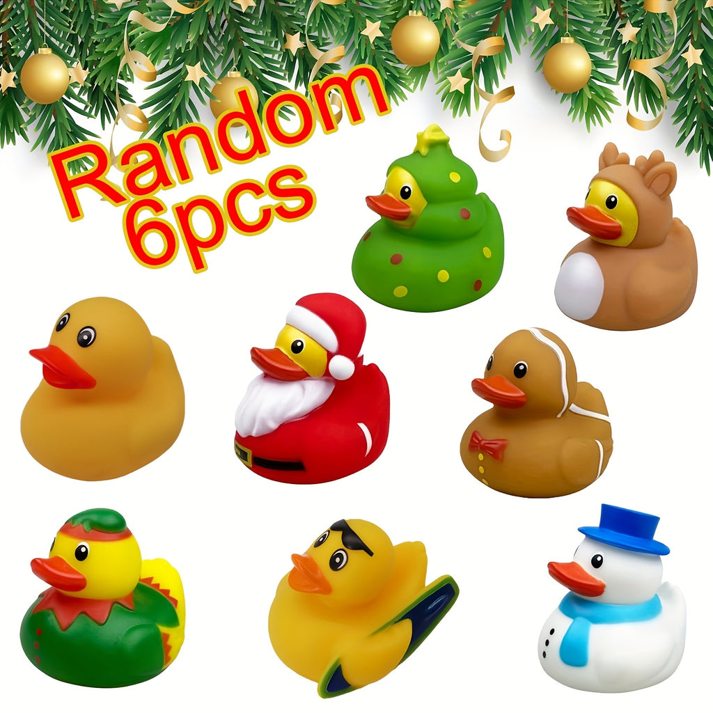 Christmas Light-Up Duck Bath Toys 6 Pack – Glowing Rubber Duckies for Kids & Toddlers, Boys & Girls, Christmas Stocking Stuffers, Halloween & Holiday Party Favors, Random Colors