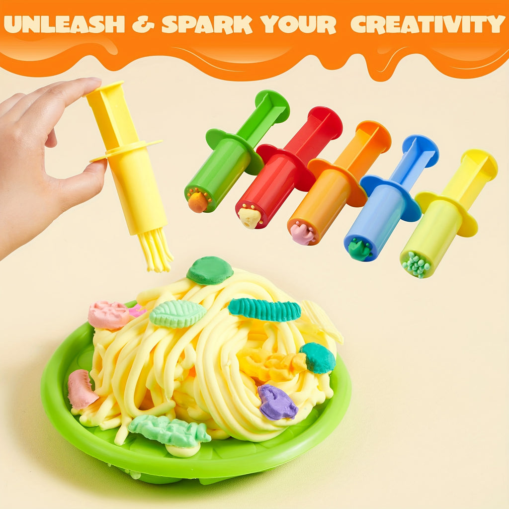 Clay Tools Set for Kids 44 Pcs Dough Accessories with Molds Rolling Pins Cutters Easy Grip Handles Non-Toxic ABS Plastic Party Favor Christmas Gift