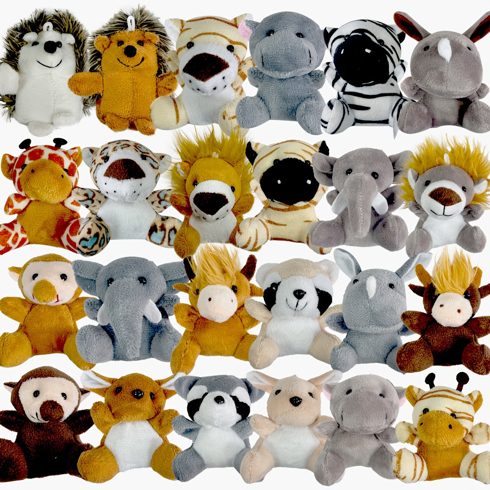 Mini Forest Animal Plush Toys Bulk 12 or 24 Pcs – Cute Small Stuffed Animals for Animal Theme Party, Classroom Treasure Box, Party Favors & Kids Birthday Gifts