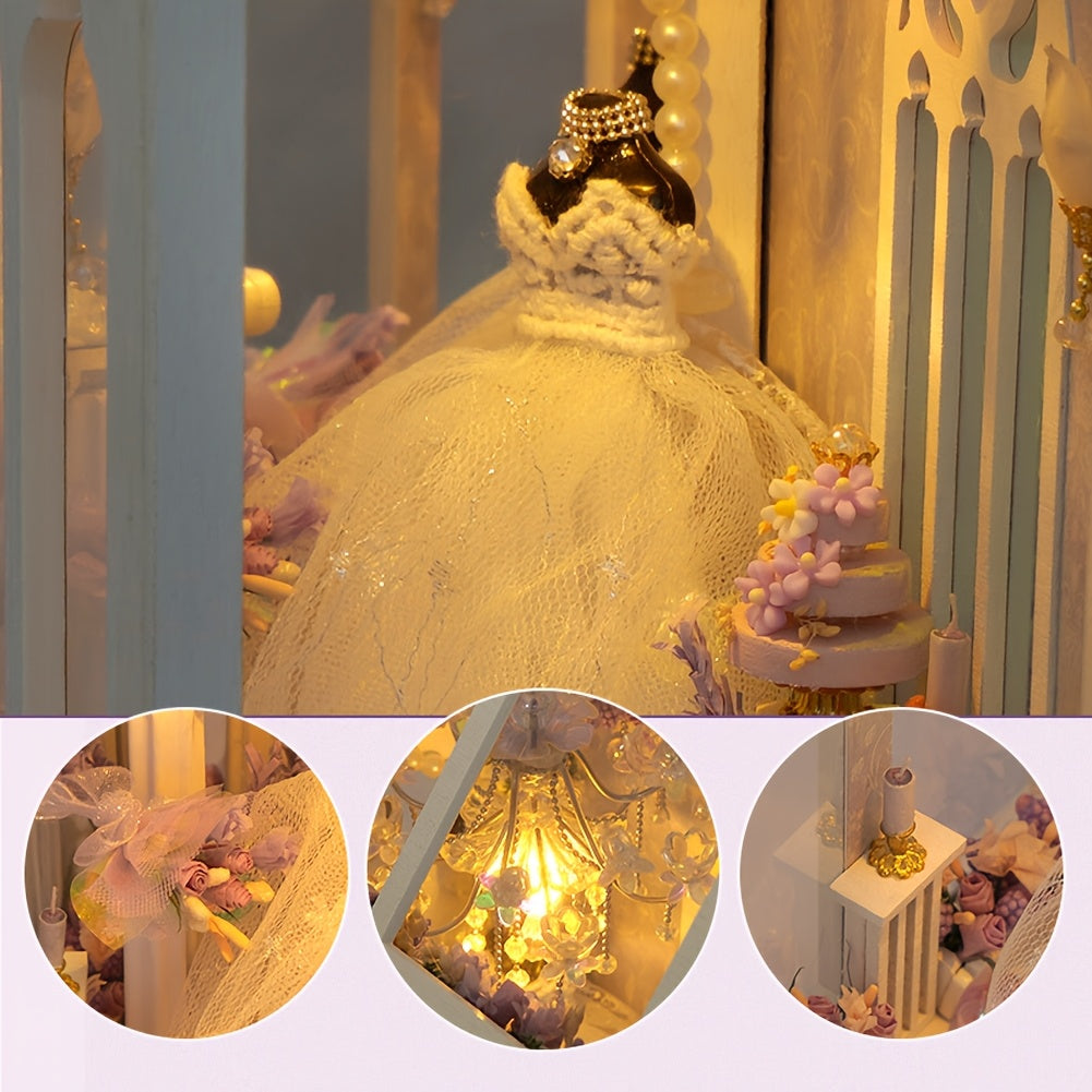 Wedding Dress Shop Miniature Dollhouse DIY Kit – Build Your Own Bridal Boutique with Furniture & Home Decor, Creative Craft Building Set for Teens Adults Ages 14+ Birthday Valentine Gift