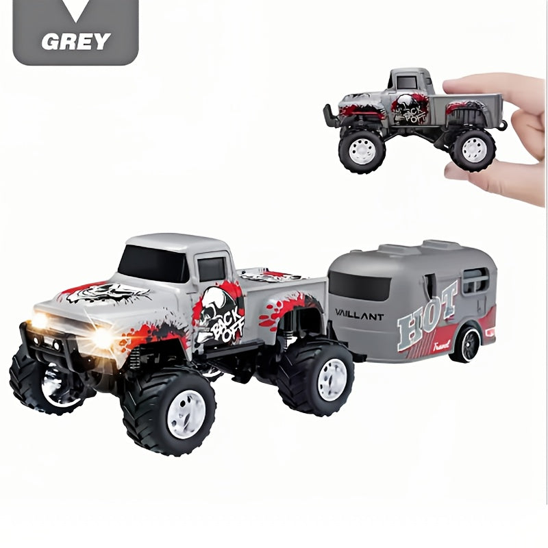 Mini RC Alloy Off-Road Monster Truck 1:64 Scale – 2.4GHz High-Speed Remote Control Crawler with LED Headlights, Street Graffiti Design, Cool Gift for Boys Kids and Adults