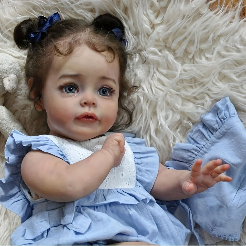 Weighted Reborn Baby Doll Girl 20 Inch Lifelike Newborn – Hand-Painted Details Implanted Eyelashes Movable Arms Fits Newborn Clothes Kids Collectors Birthday Christmas Gift