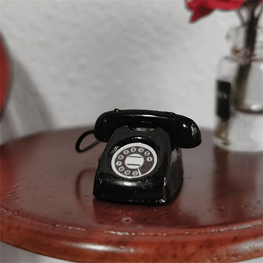 Dollhouse Miniature Vintage Rotary Phone 2pcs Alloy – 1:12 Scale Furniture Props for Pocket Scene Diorama DIY Decor Collector Gift