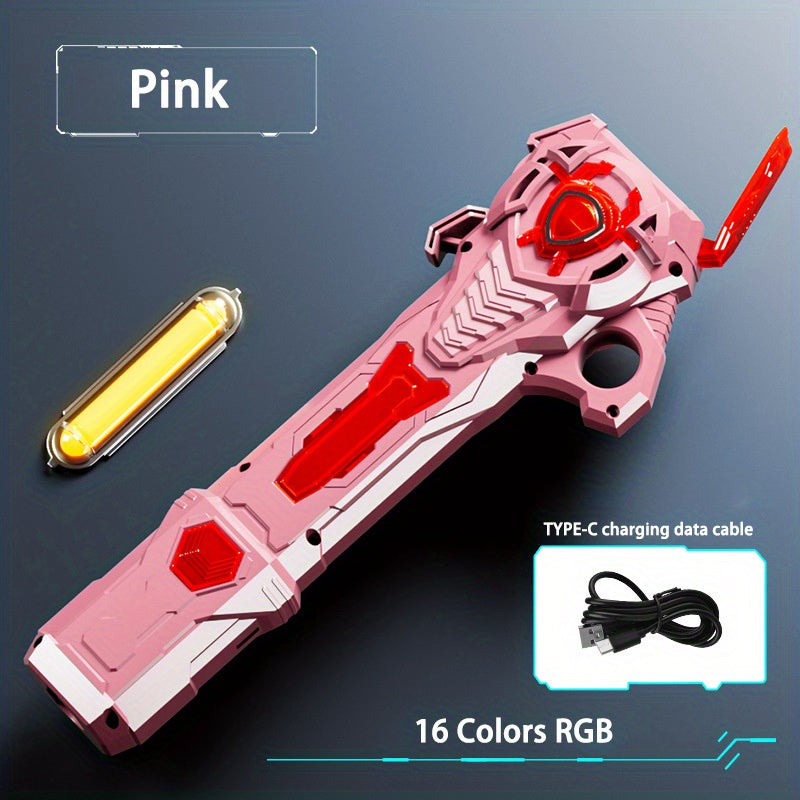 Light Up Saber RGB 16 Colors Rechargeable Light Sword with Gravity Sensor Sound Effects 2-in-1 Flashing Stick Space Sword Costume Toy