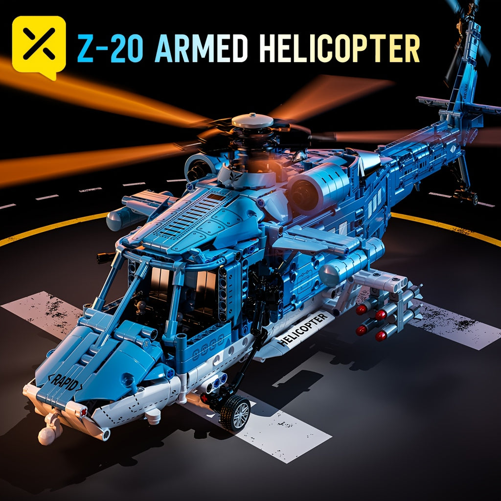 Helicopter Building Block Set 1711 Pieces for Adults Teens, Large Scale ABS Brick Model Kit Medium Difficulty, STEM Construction Display Toy Ages 14+, Birthday Christmas Gift for Men Boys Aviation Fans