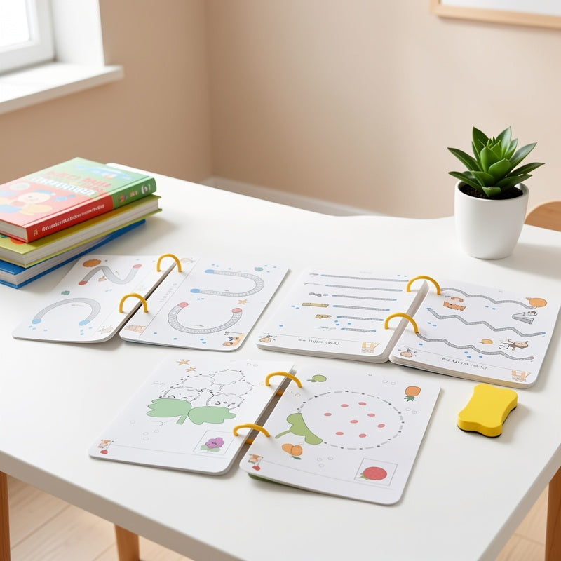 64-Page Reusable Magic Wipe Clean Exercise Book for Kids - Pen Control & Tracing Practice Book, Educational Writing Activity Book, Back to School Gift for Toddlers Preschoolers