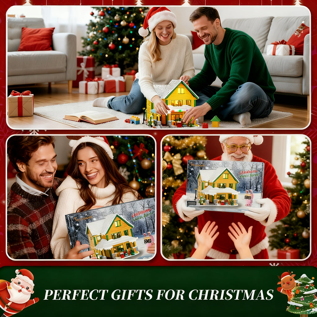 1146-Piece Christmas House Building Block Set with LED Lighting - Classic Christmas Story Model Kit, Character Figures & Detailed Interior, Holiday Display Decoration, Christmas Gift for Adults Families