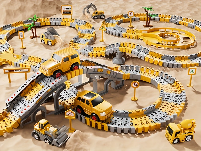236pcs STEM Race Track Building Set for Kids Ages 3+ – Splicing Construction Track Playset with Race Cars, Preschool Engineering Toy, Christmas Birthday Gift for Boys Girls